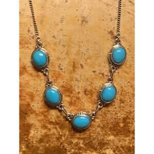 Sterling Silver & Sleeping Beauty Turquoise Necklace By NF 18 Inches